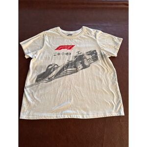 F1 Racing Graphic T-shirt Beige Women's Size XL
